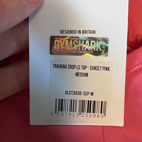 GYMSHARK TRAINING CROP LS TOP - SUNSET PINK. Size medium. - Picture 4 of 6